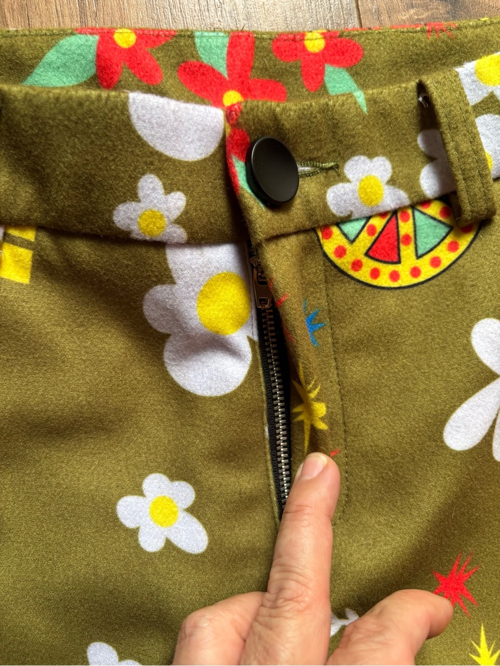 RARE Vtg Nooworks x Ashley Dreyfus Olive High Rise Crop Wide Leg Painter Pants M - Picture 5 of 8